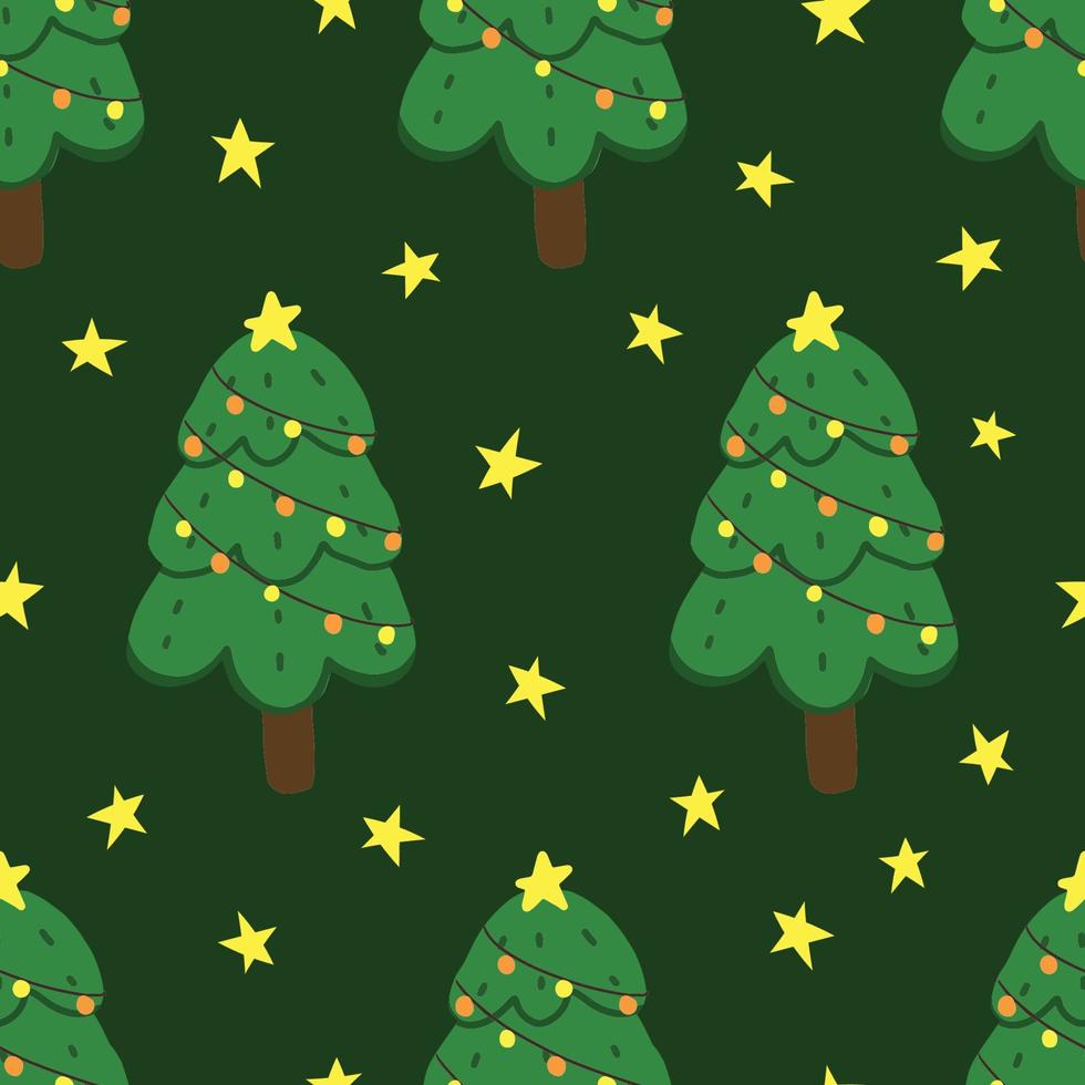 Christmas tree hand drawn pattern seamless background. design for template, poster, wrapping paper etc. vector