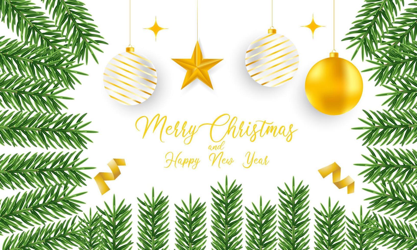 merry christmas and happy new year background with interesting ornaments vector