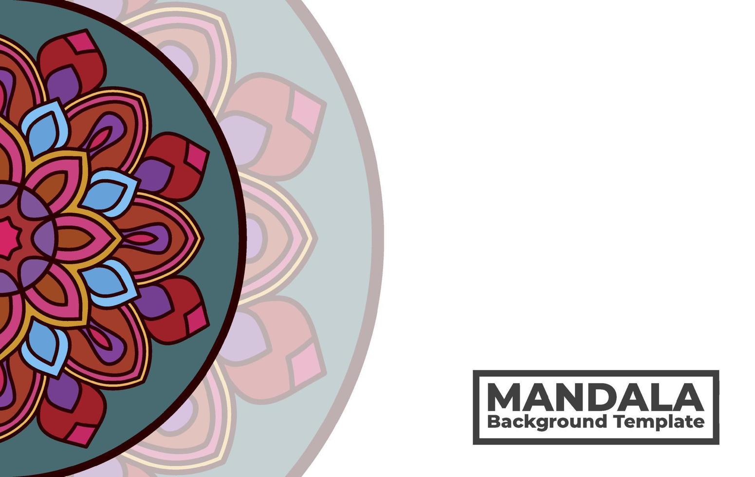 plantilla de fondo vectorial con diseño de patrón de mandala ornamental, banner de mandala de flores decorativas con lugar para textos vector