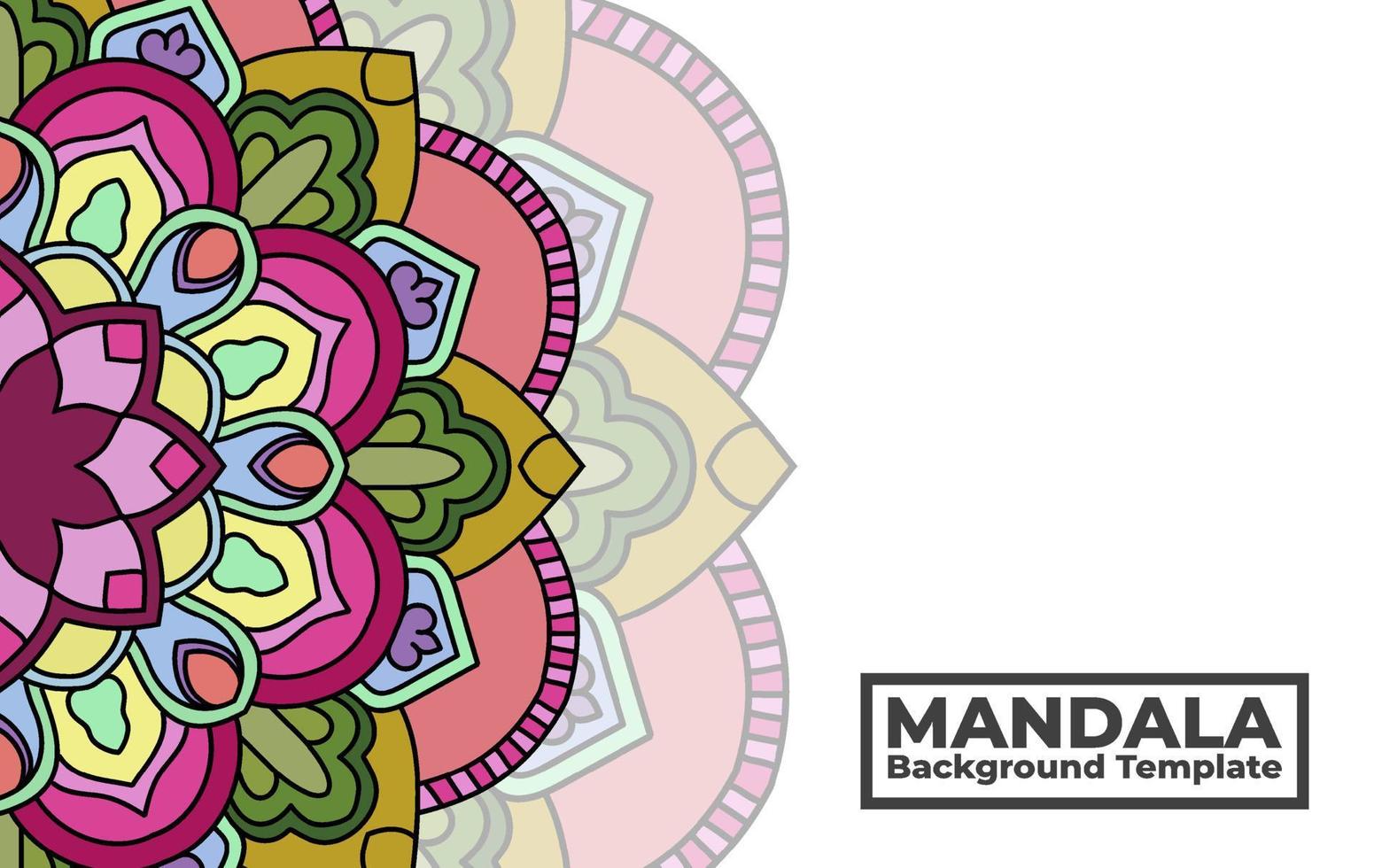 plantilla de fondo vectorial con diseño de patrón de mandala ornamental, banner de mandala de flores decorativas con lugar para textos vector