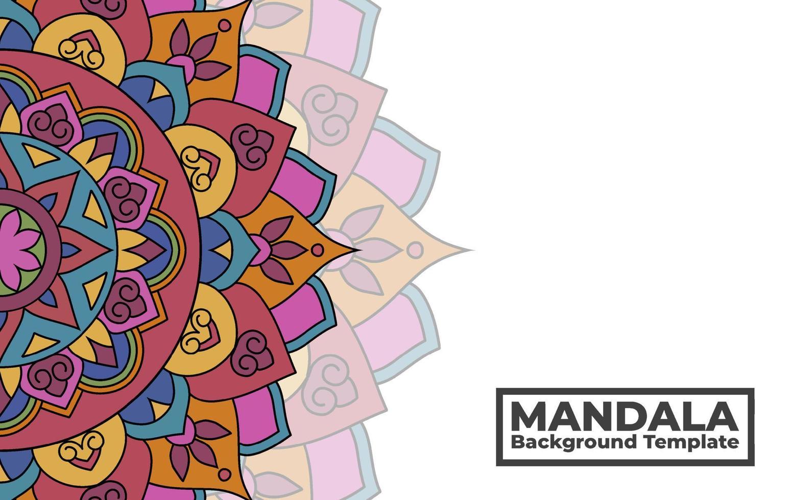 plantilla de fondo vectorial con diseño de patrón de mandala ornamental, banner de mandala de flores decorativas con lugar para textos vector