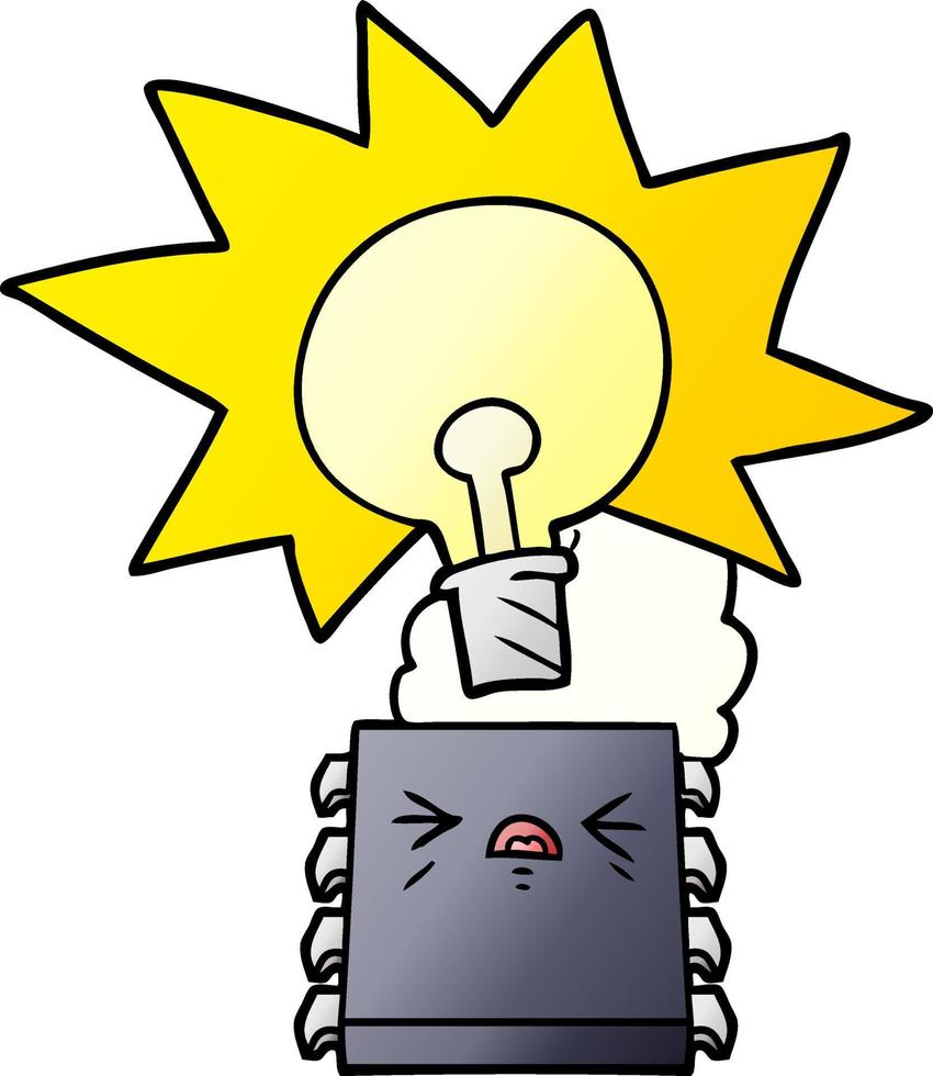cartoon overheating computer chip vector