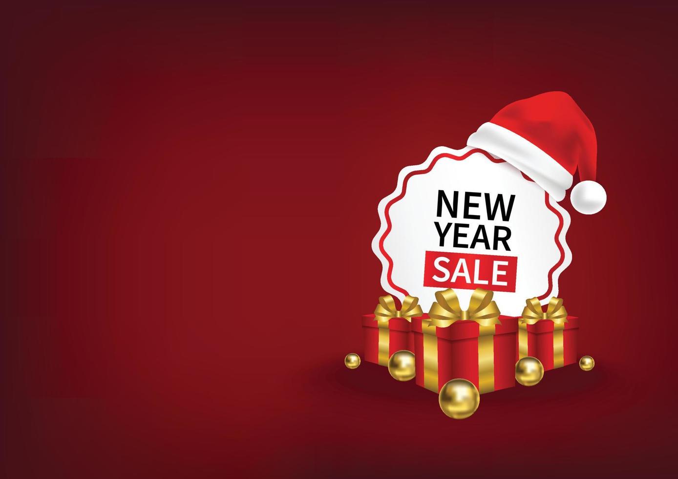 etiqueta de precio de navidad y elementos de navidad en el banner del sitio web de fondo rojo vector