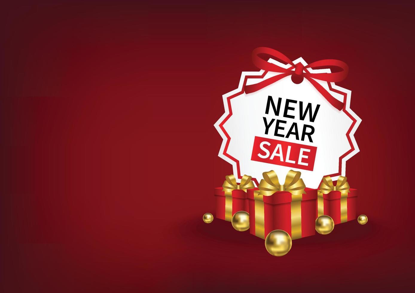 christmas price tag and christmas elements on red background web banner vector
