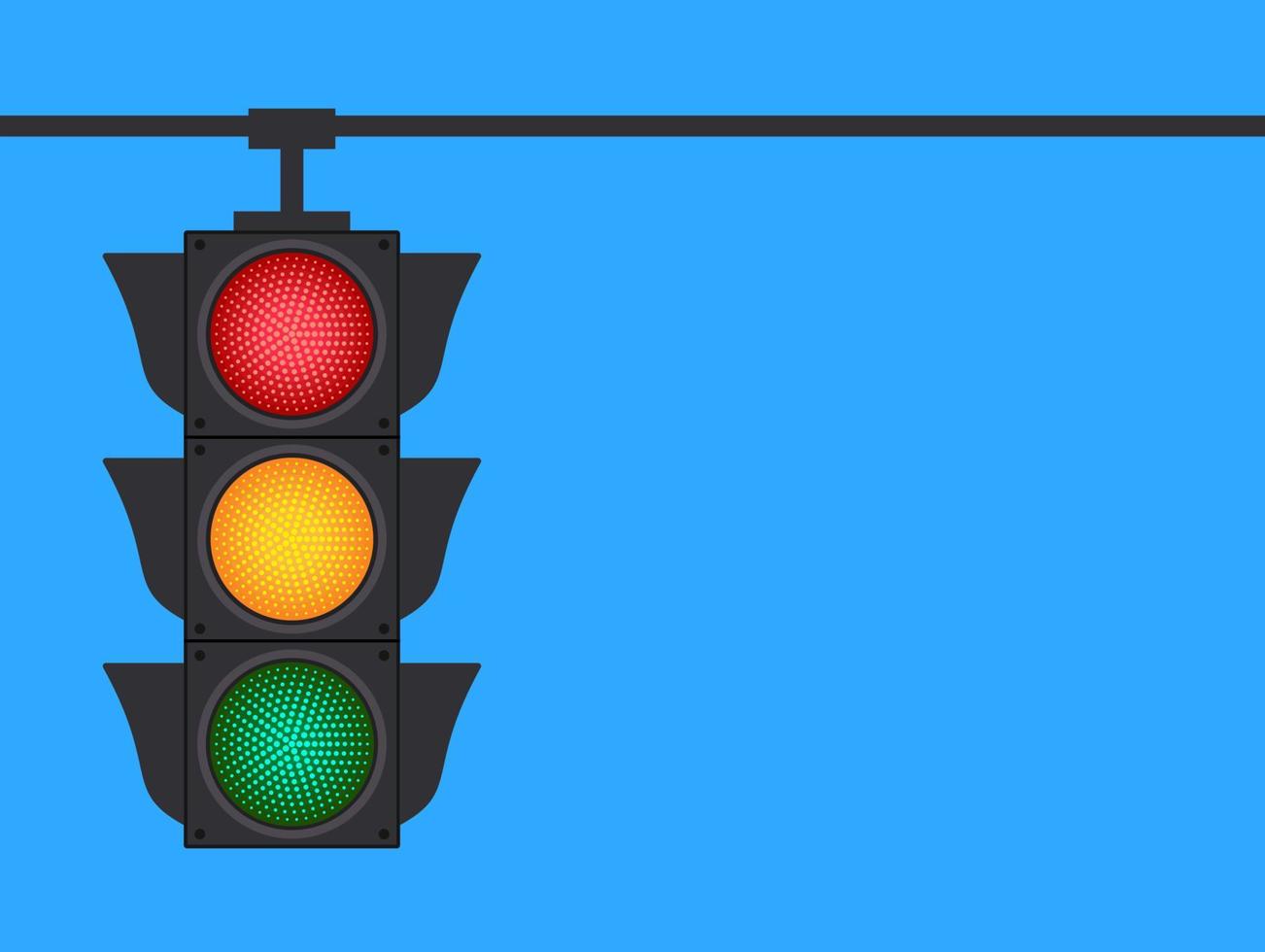 Traffic lights banner on blue background. Vector stock illustration.