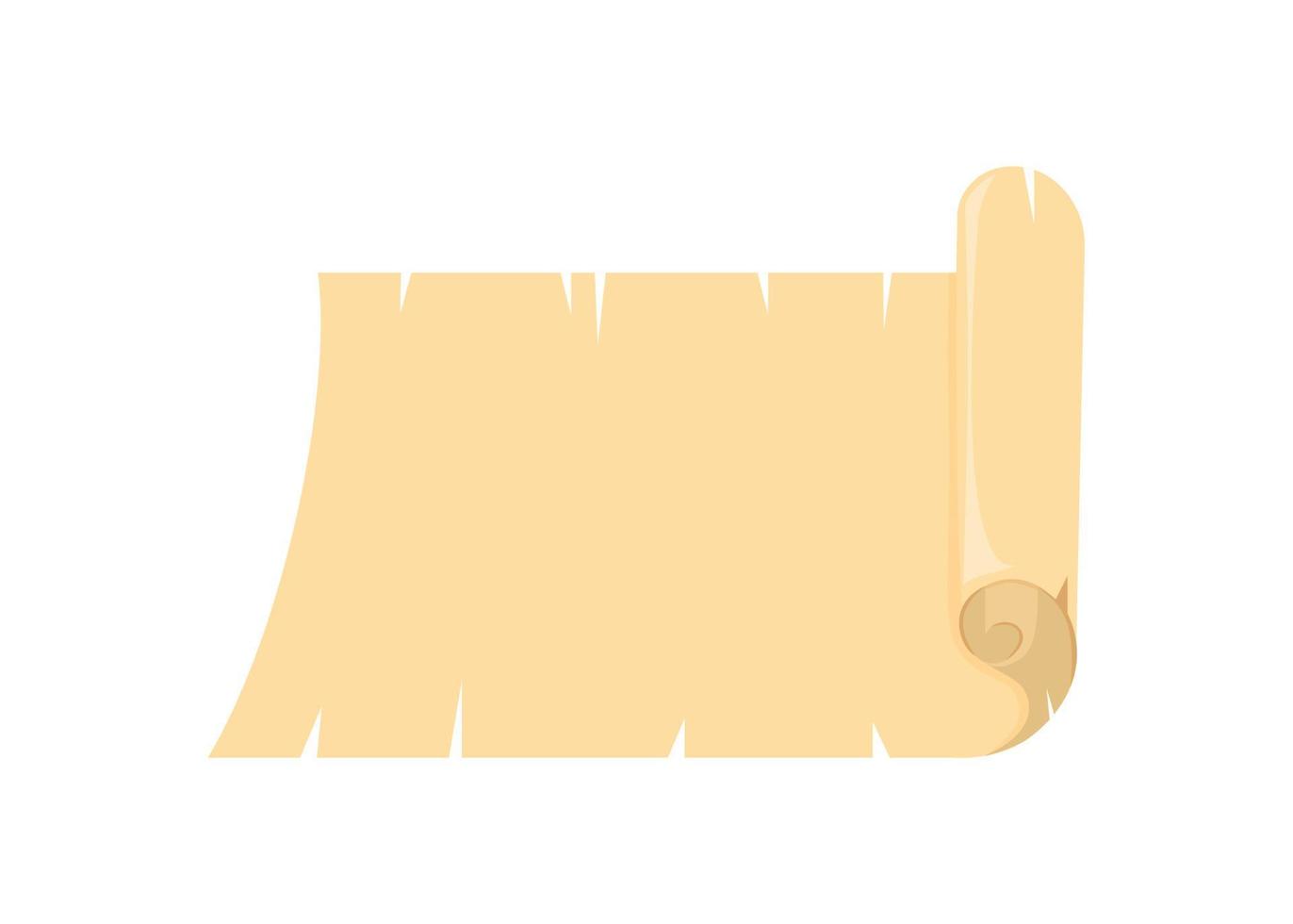 rollo de papiro, papel pergamino con textura antigua, banner vectorial aislado en fondo blanco.rollo vintage para mapa, oll, antiguo, biblia, carta medieval. rollo de papiro antiguo vector