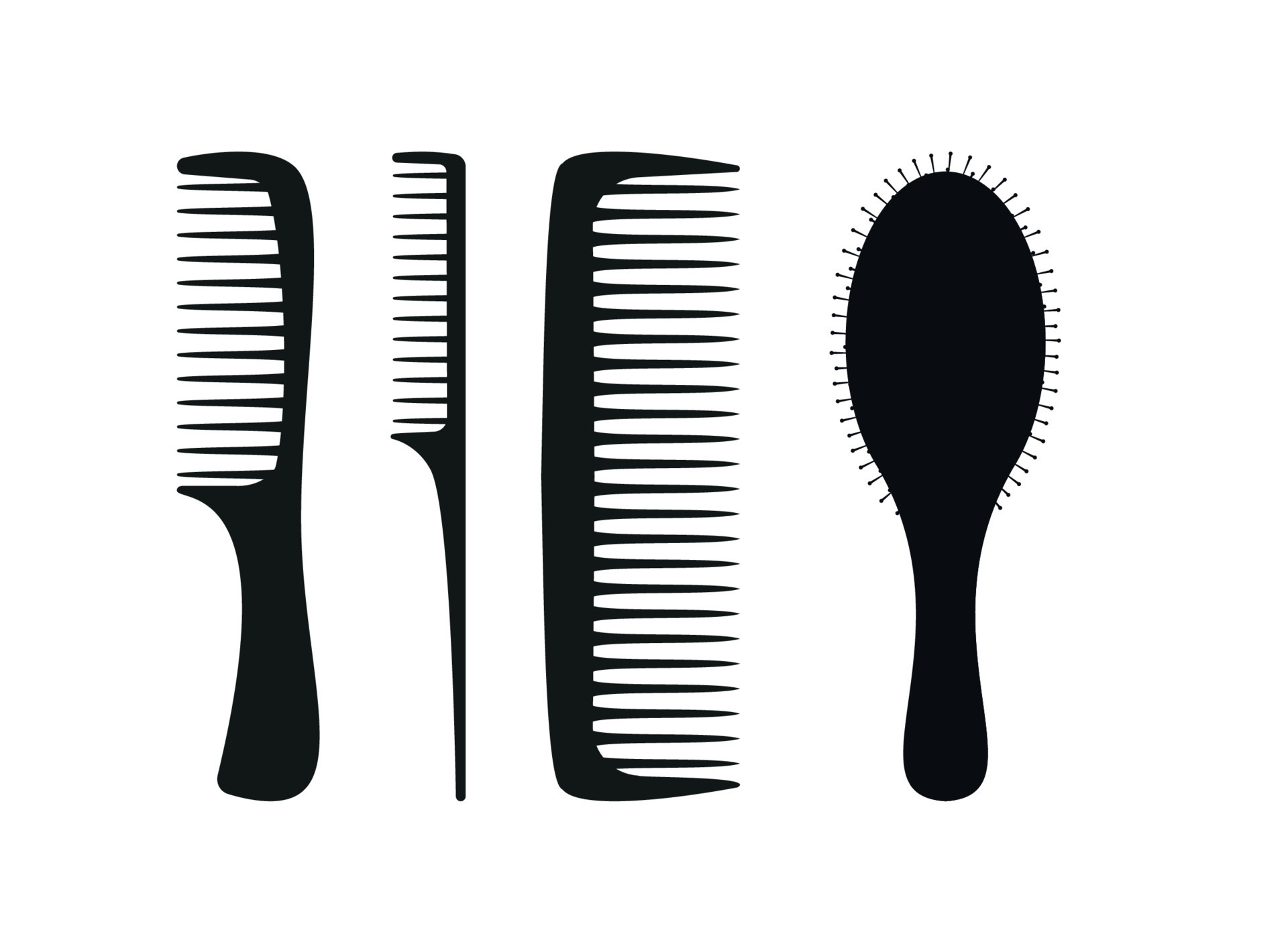 Cartoon hair brushes. Hair care plastic hair combs, fashionable hair  styling brush vector illustration set. Hairdresser accessories tools.  14005274 Vector Art at Vecteezy