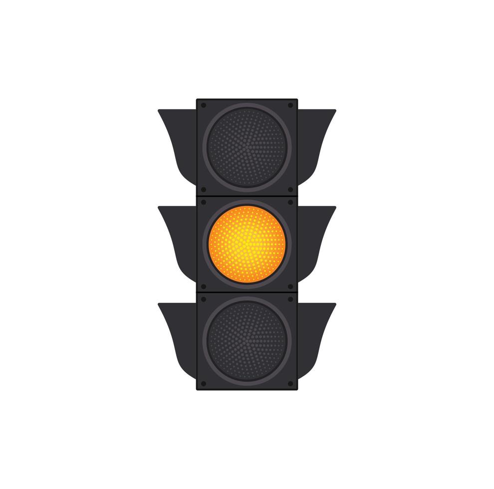 Icons depicting typical horizontal traffic signals with yellow light in between isolated vector illustration