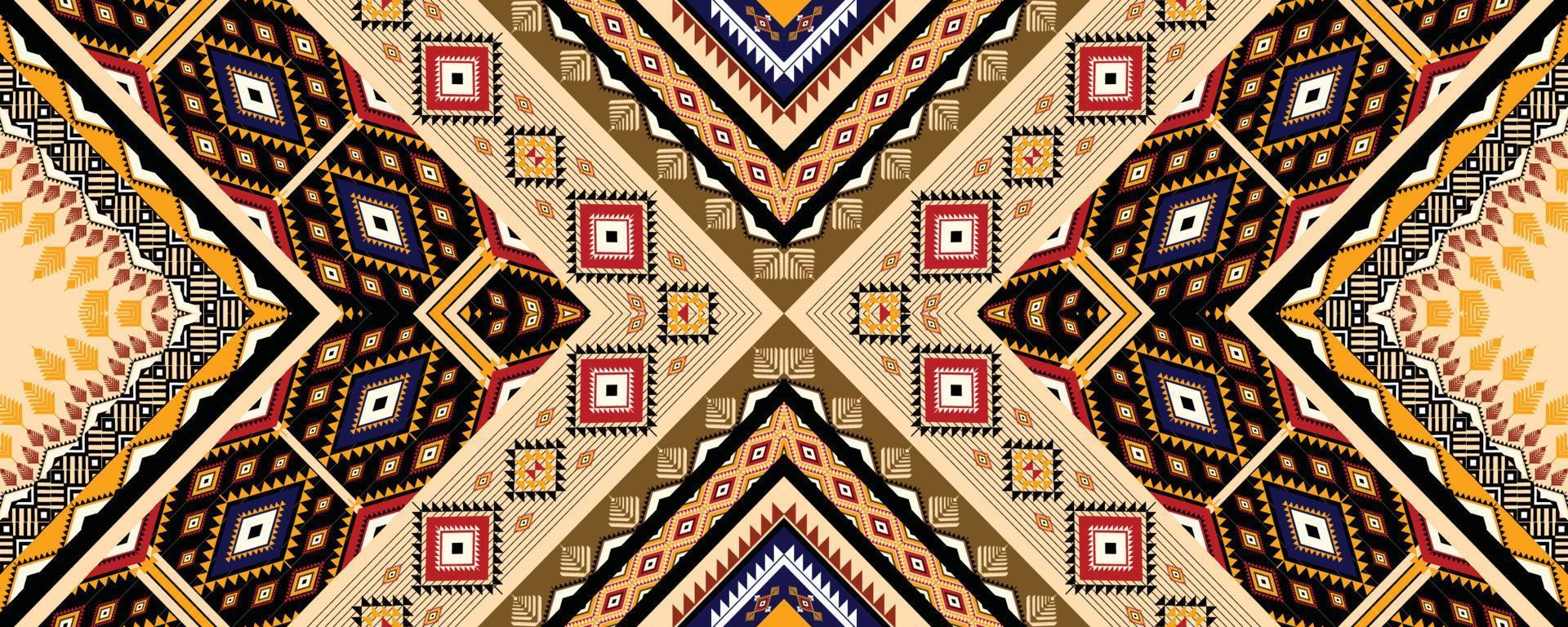 Ethnic geometric American, western, Aztec motif pattern style seamless pattern design for fabric, curtain, background, sarong, wallpaper, clothing, wrapping, Batik, tile, interior.Vector illustration. vector