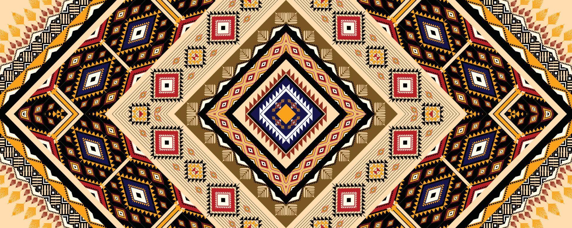 Ethnic geometric American, western, Aztec motif pattern style seamless pattern design for fabric, curtain, background, sarong, wallpaper, clothing, wrapping, Batik, tile, interior.Vector illustration. vector