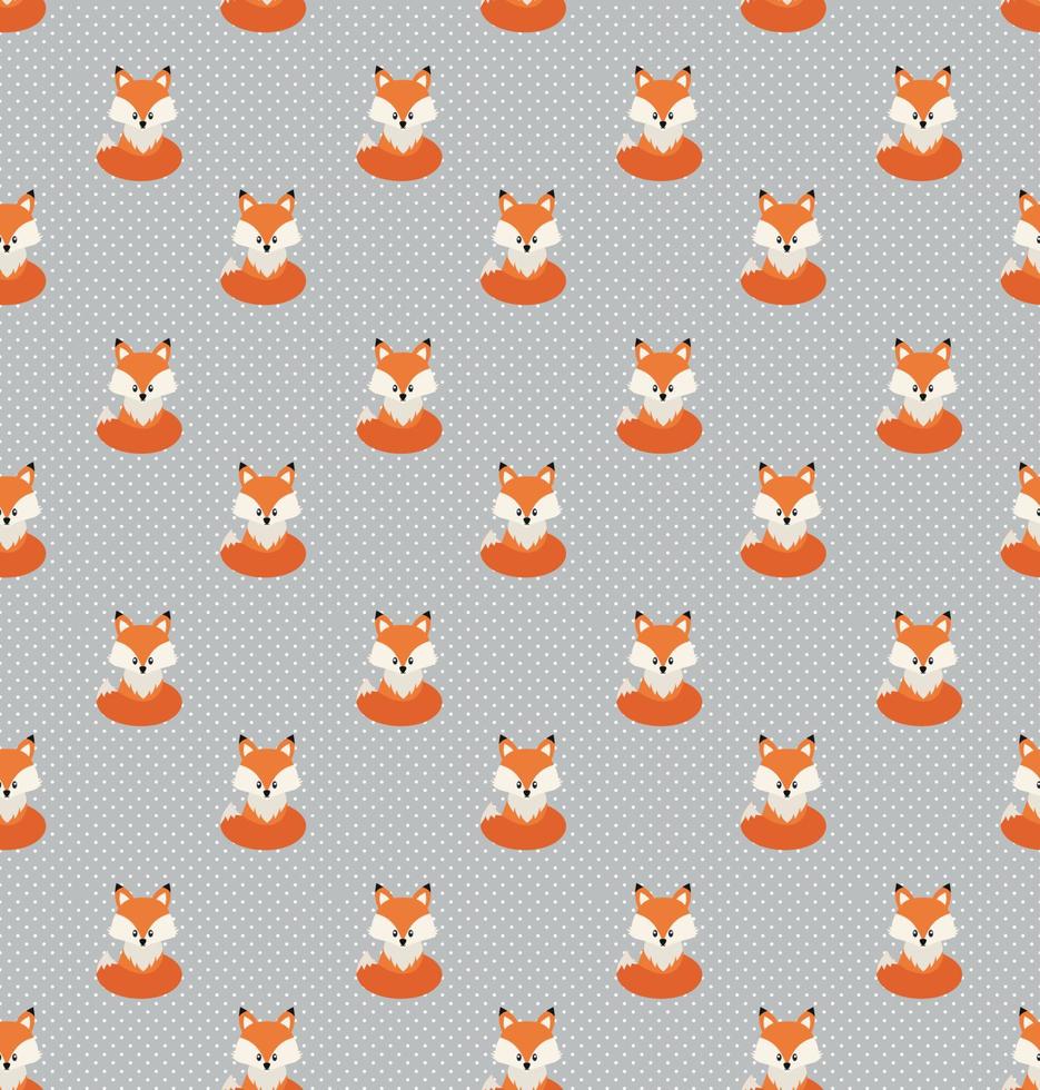 Vector cute cartoon fox seamless pattern. Orange fox's head on background. Good for print, textile, fabrics, wallpaper, decoration.