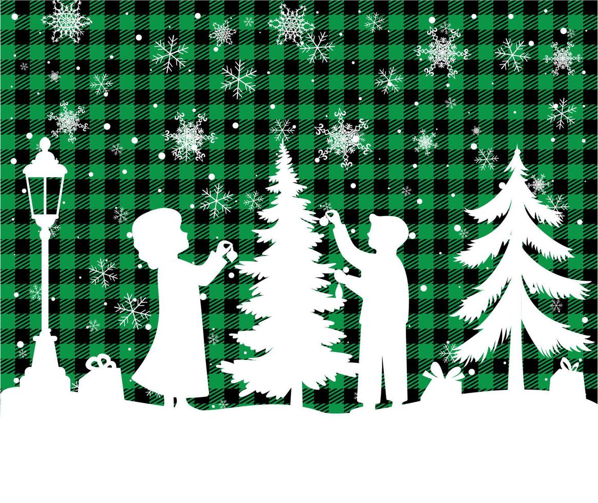 Christmas and New Year pattern at Buffalo Plaid. Festive background for design and print esp10 vector