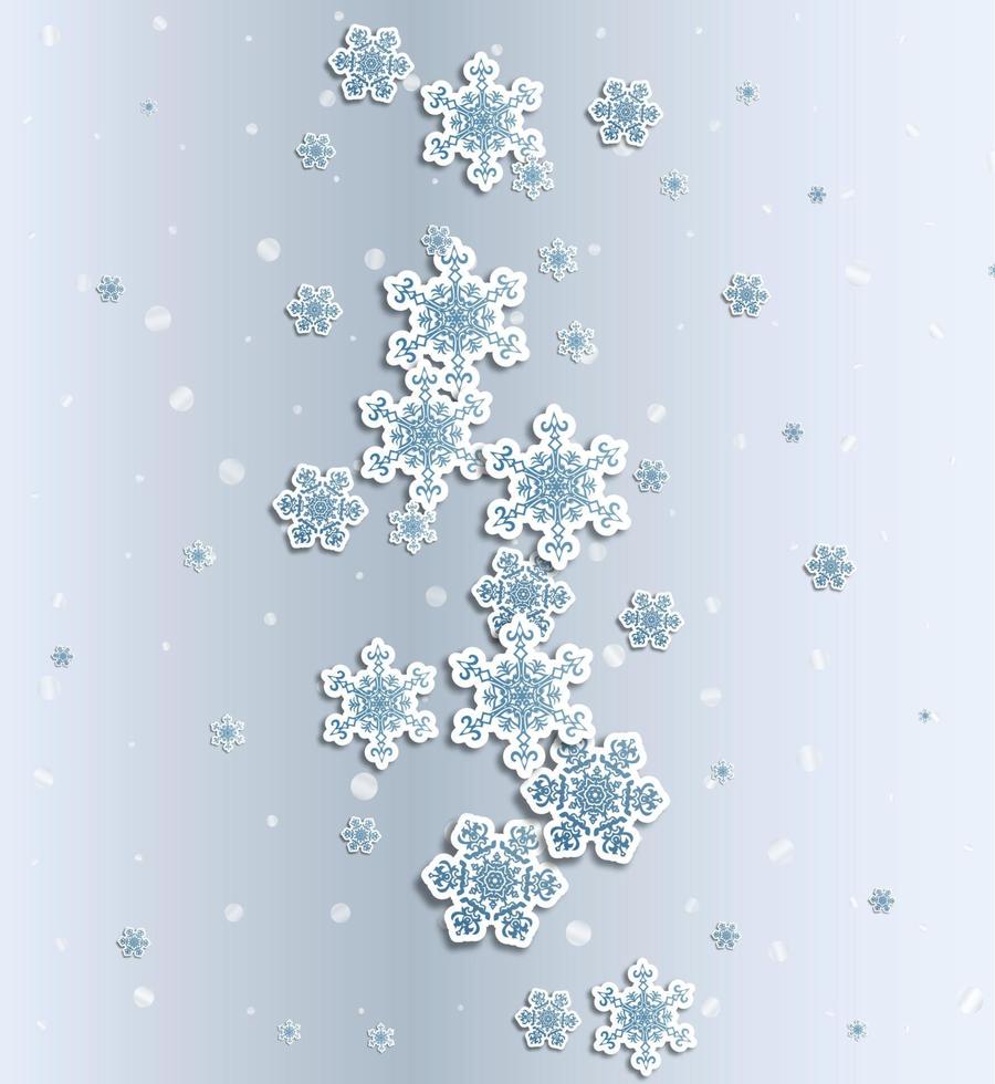 tarjeta de felicitación navideña con diseño tipográfico y decoraciones en el fondo azul nevado. ilustración vectorial vector