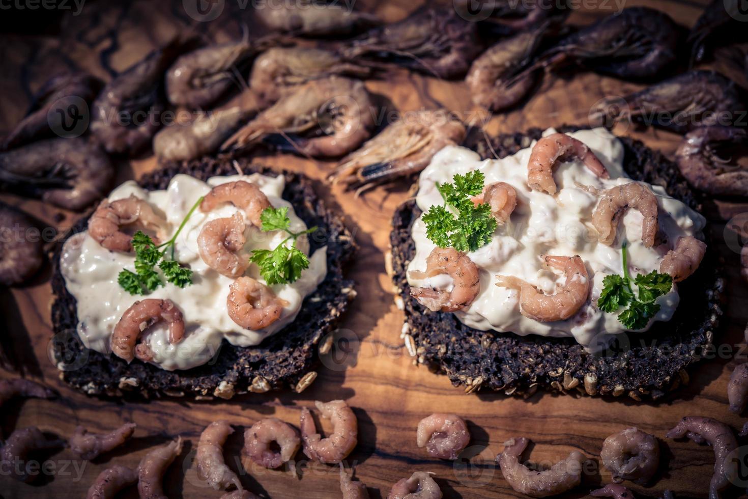 Salad with fresh North Sea crabs photo