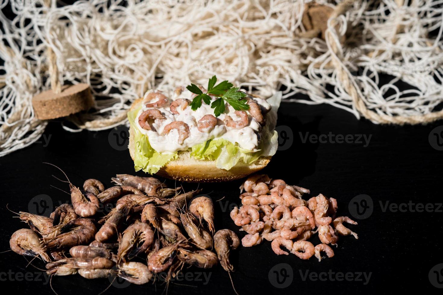 Salad with fresh North Sea crabs photo