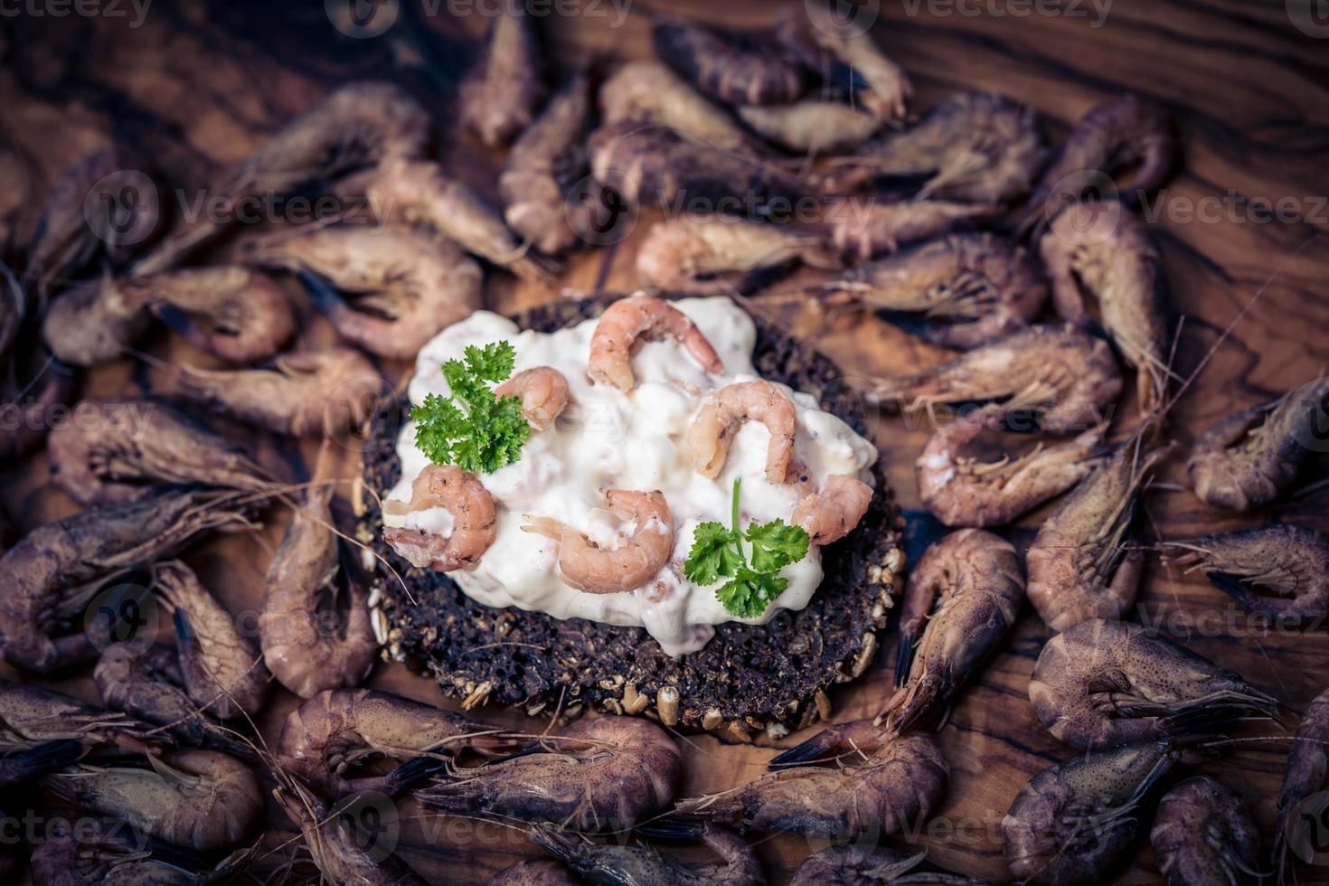 Salad with fresh North Sea crabs photo