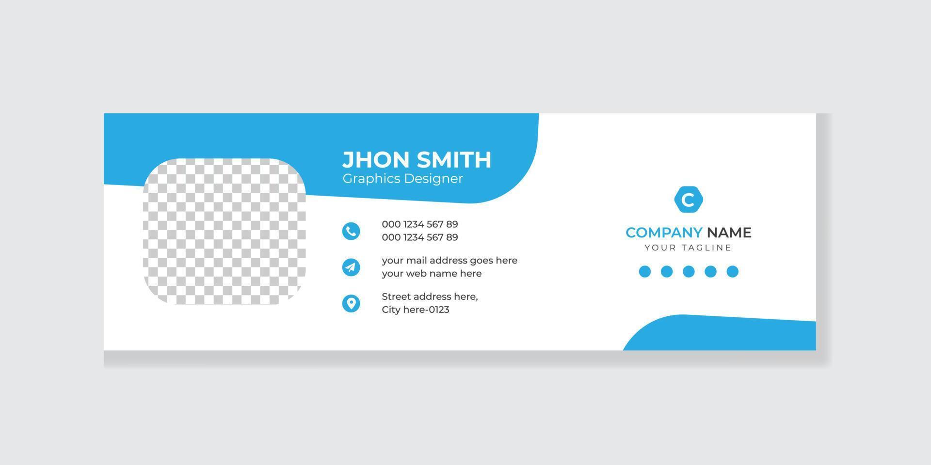 Modern email signature template design and personal social media cover design vector