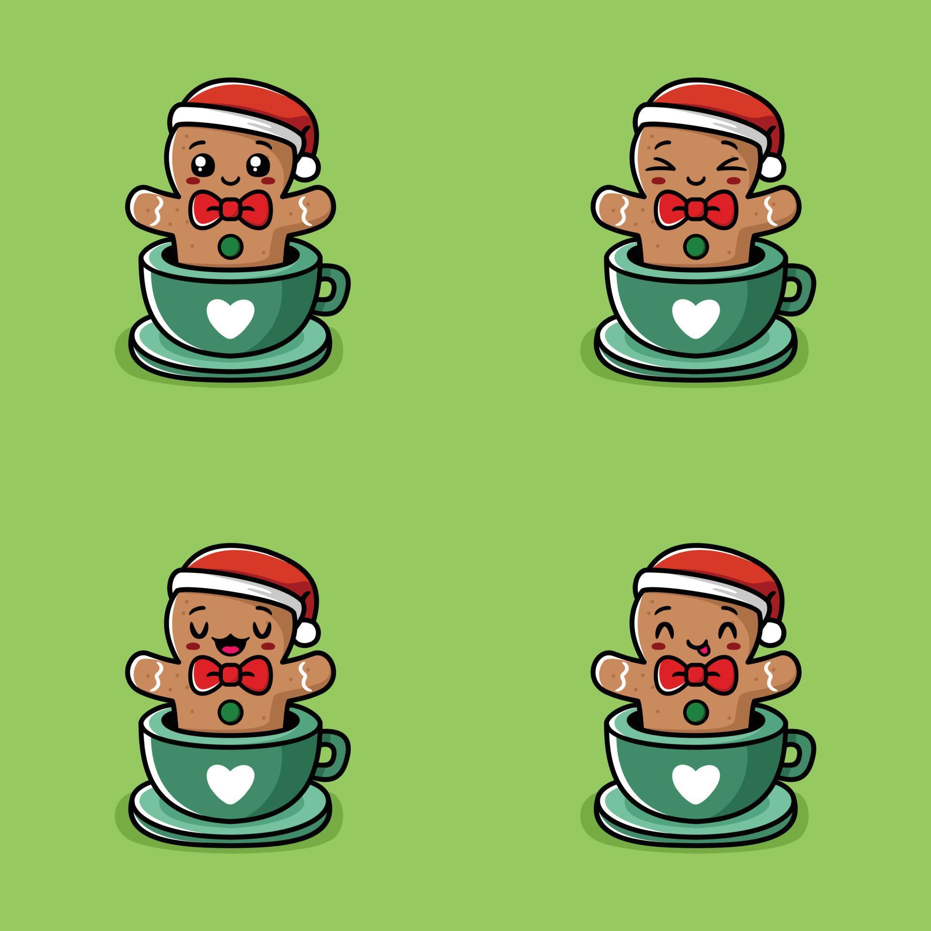 vector illustration of gingerbread emoji sticker in a cup 14005942