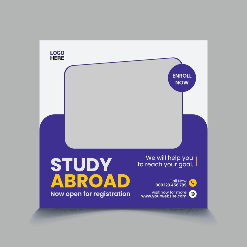 Study abroad social media banner template premium vector