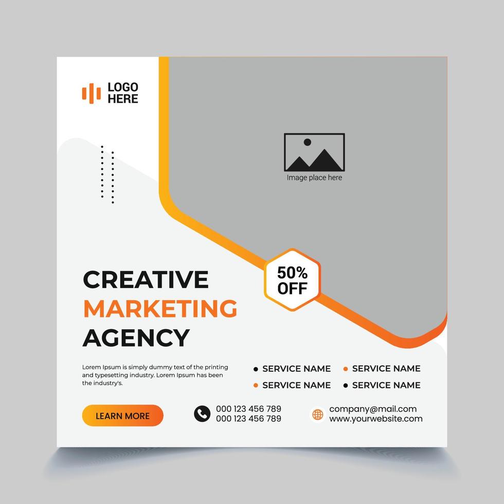 Creative Marketing social media post design template vector