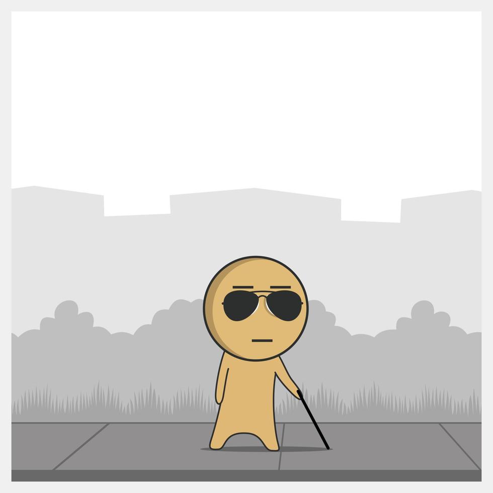 Blind man with a cane vector