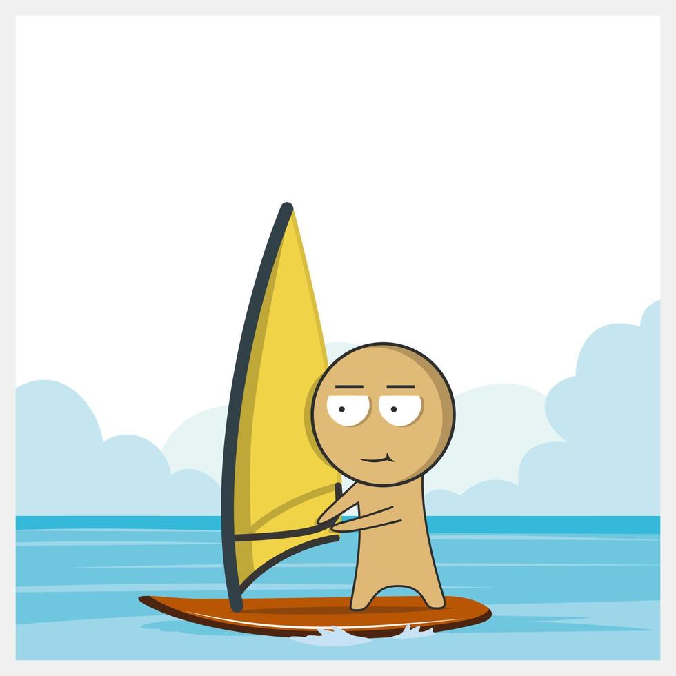 Man and windsurf board vector