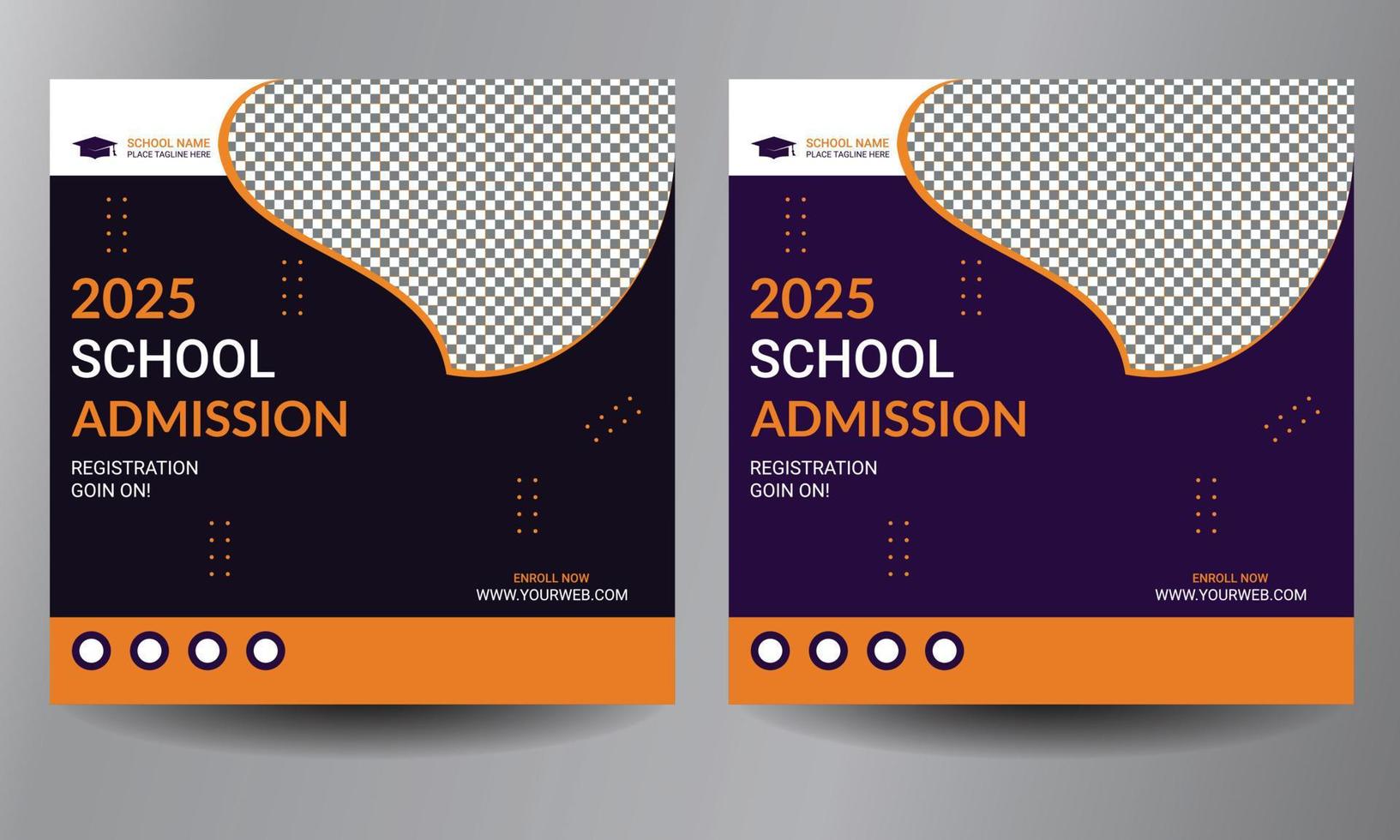 School admission social media post or web banner design. Suitable for junior and senior high school promotional banner design template. vector