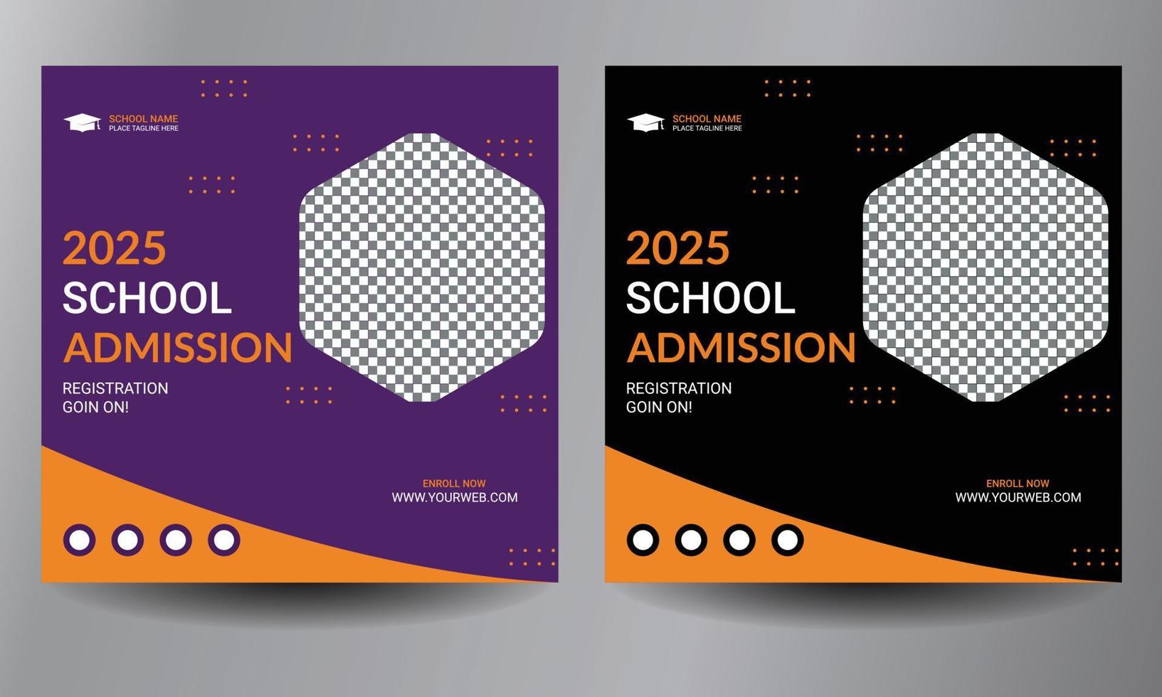 school admission social media post or web banner design. Suitable for junior and senior high school promotional banner design template vector