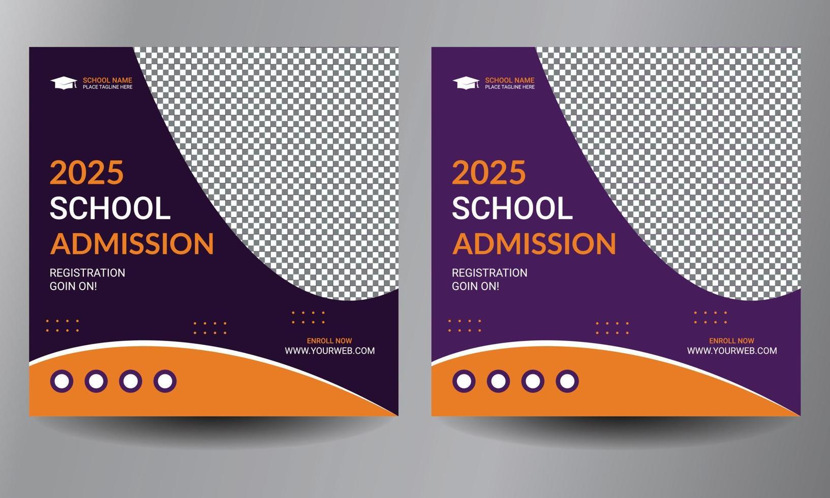 School education admission social media post and web banner template vector