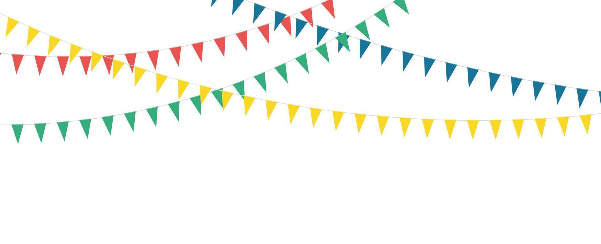 Bunting party flags isolated on white background, vector illustration