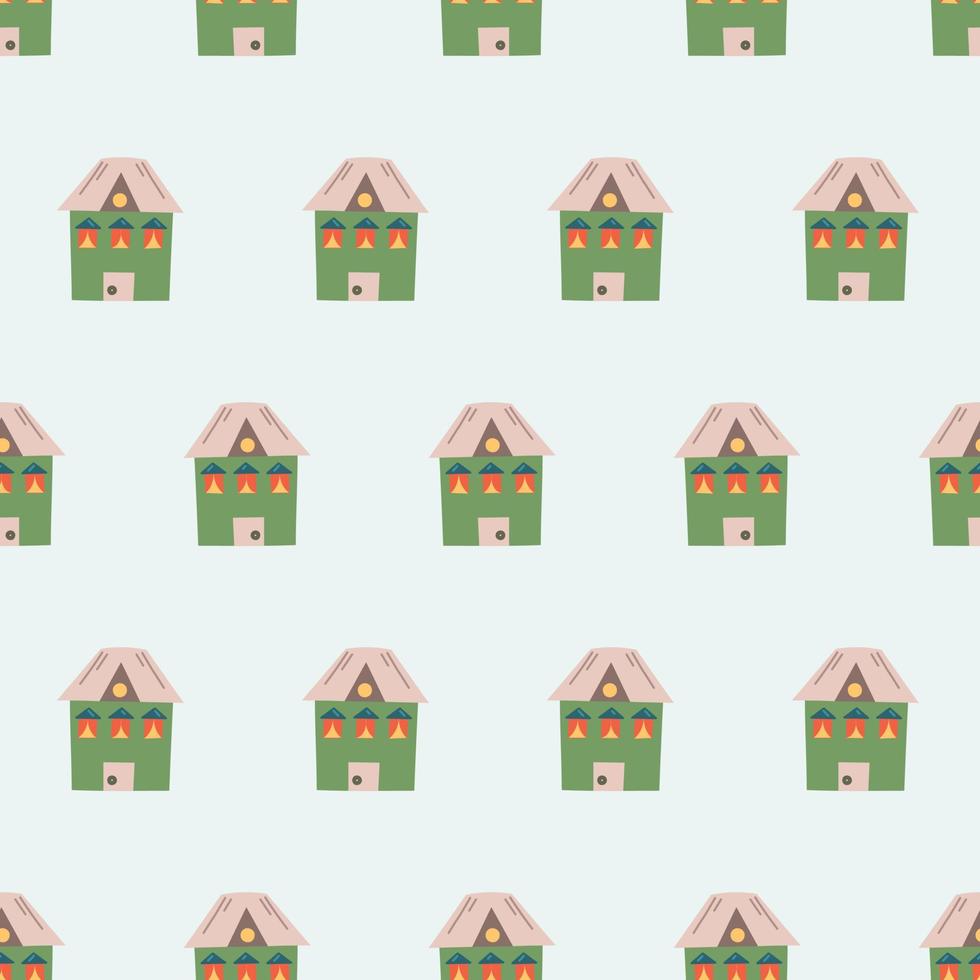 Pattern cute houses. cartoon pattern for fabrics, wallpapers, wrapping paper, backgrounds. vector