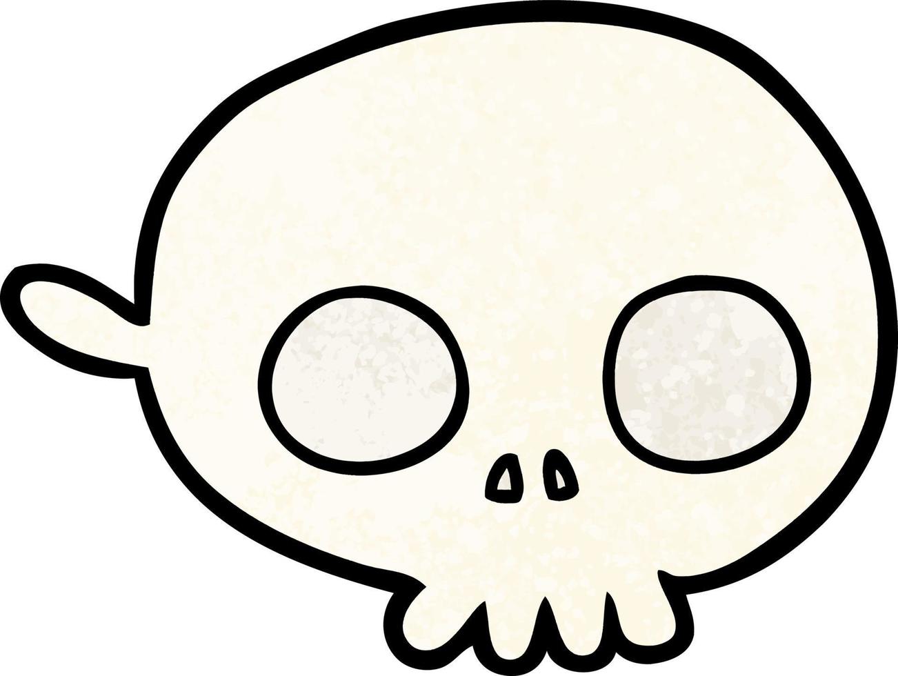 Retro grunge texture cartoon cute spooky skull vector