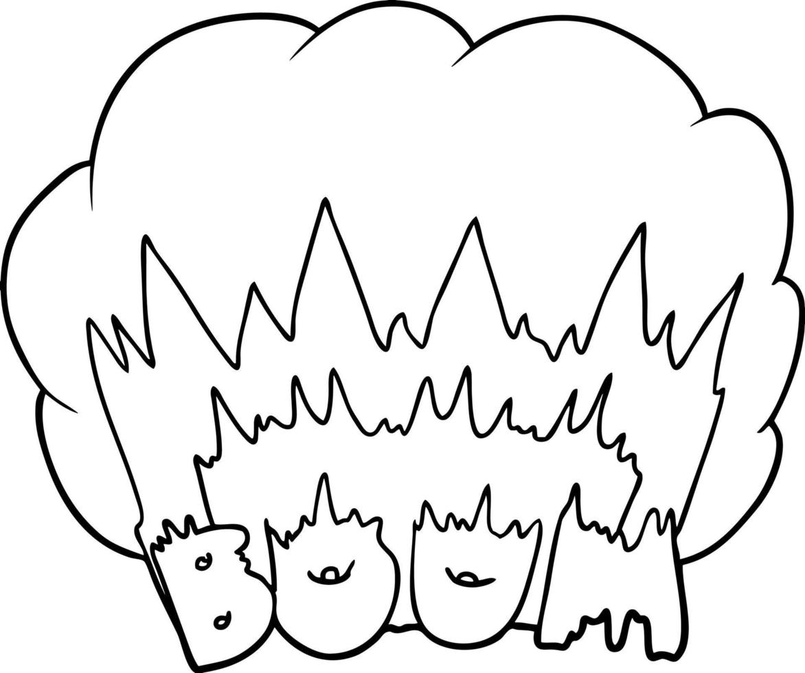Line drawing cartoon boom vector