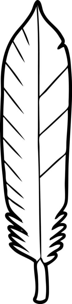 Line drawing cartoon feather bird leaf vector