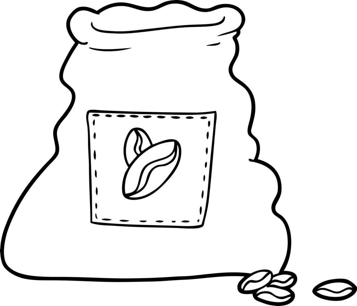 Line drawing cartoon sack of coffee vector