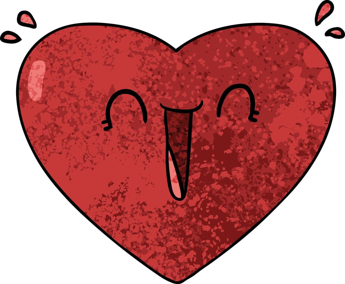 Retro grunge texture cartoon cute heart vector