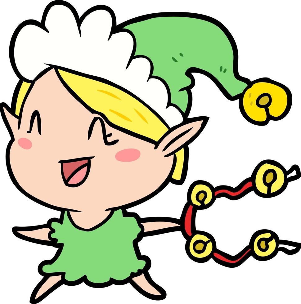 Cartoon happy cute elf vector