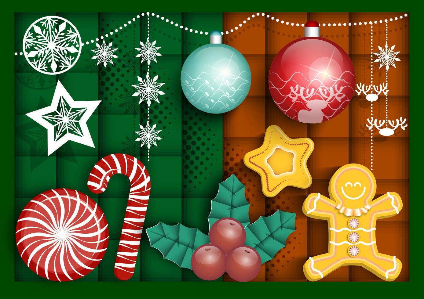 conjunto de adornos navideños para su tarjeta o medios impresos de diseño gráfico. vector