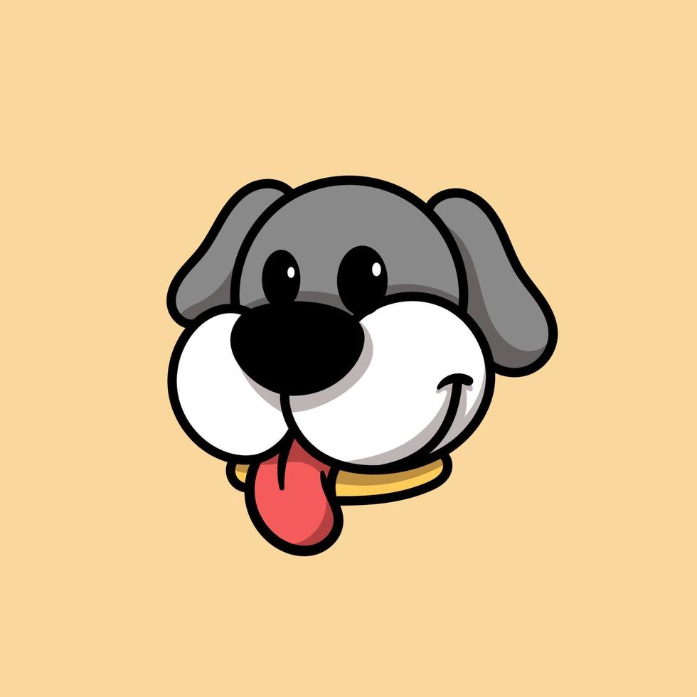 lindo, perro, cabeza, caricatura vector