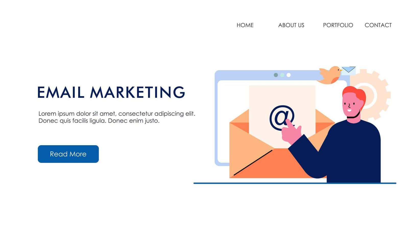 Email marketing concept landing page illustration vector