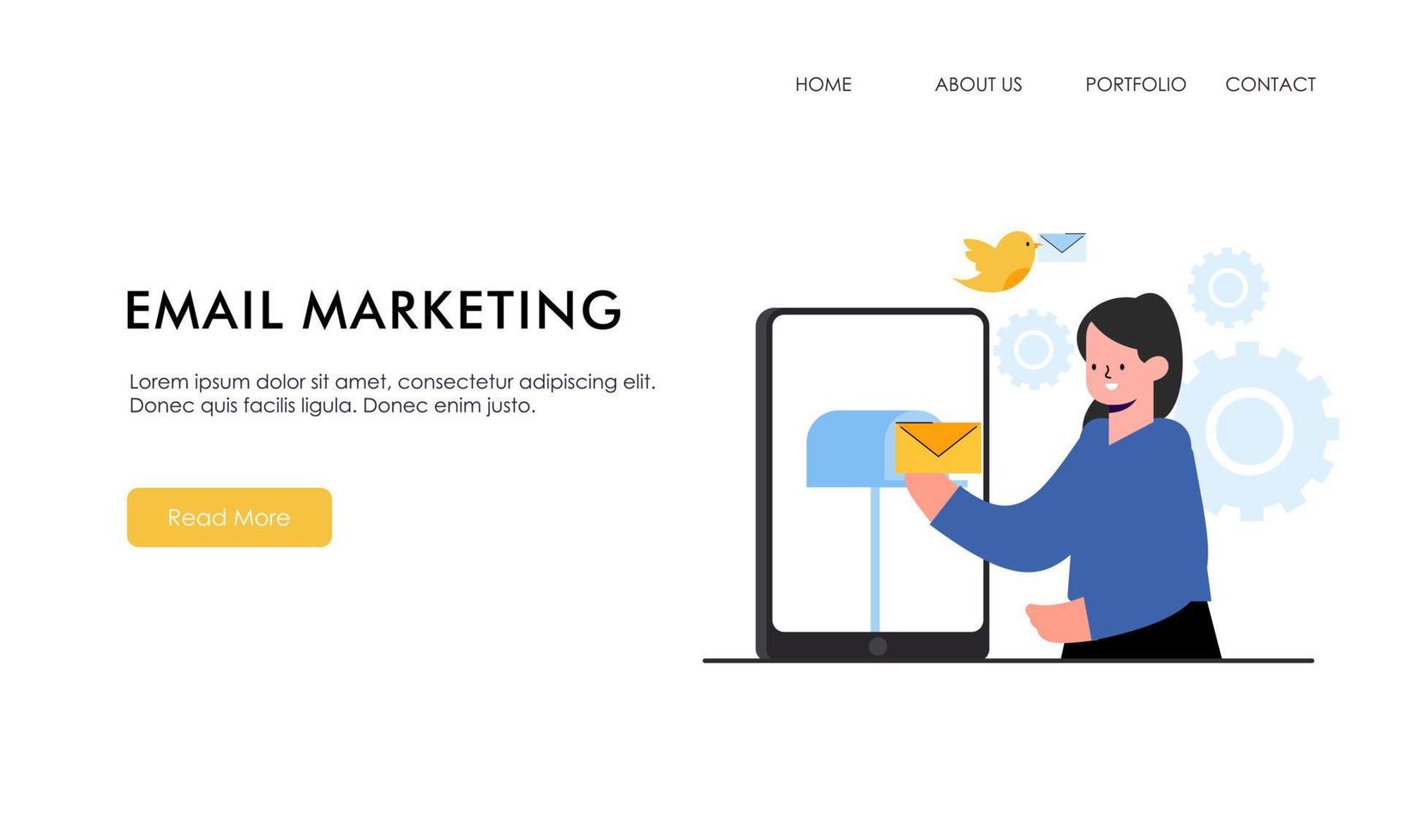 Email marketing concept landing page illustration vector