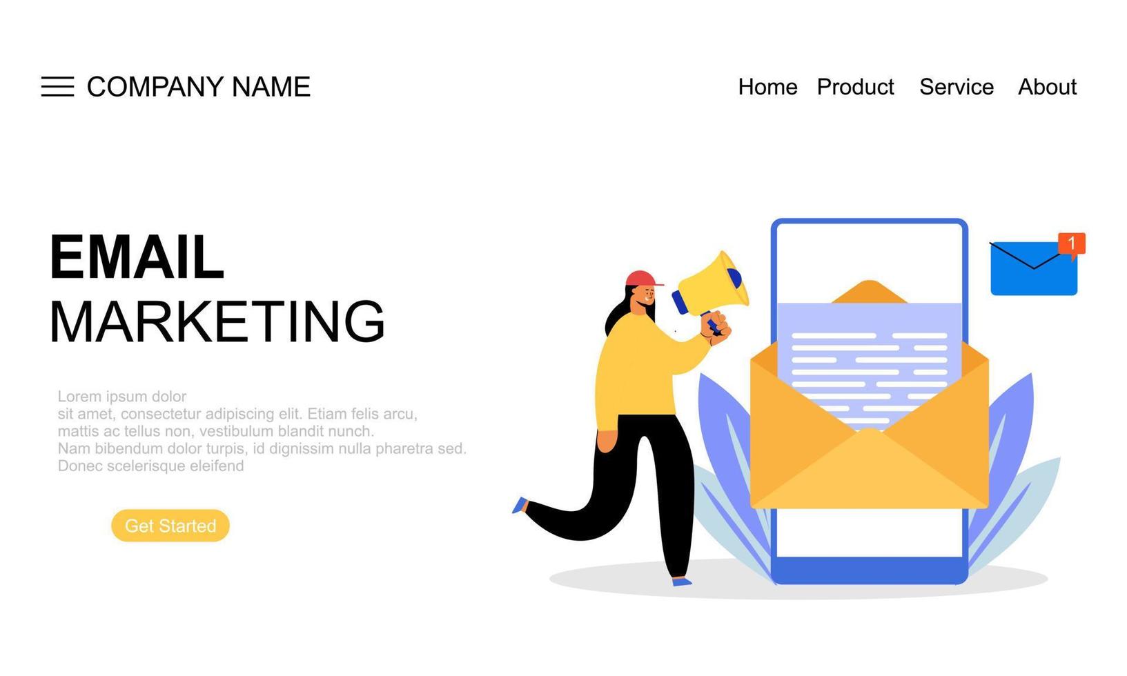 Email marketing concept landing page illustration vector