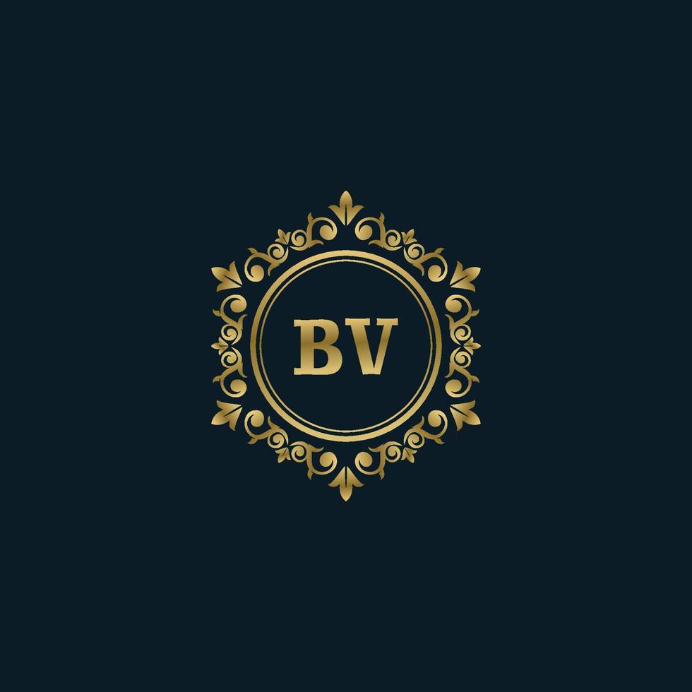 logotipo de letra bv con plantilla de oro de lujo. plantilla de vector de logotipo de elegancia.