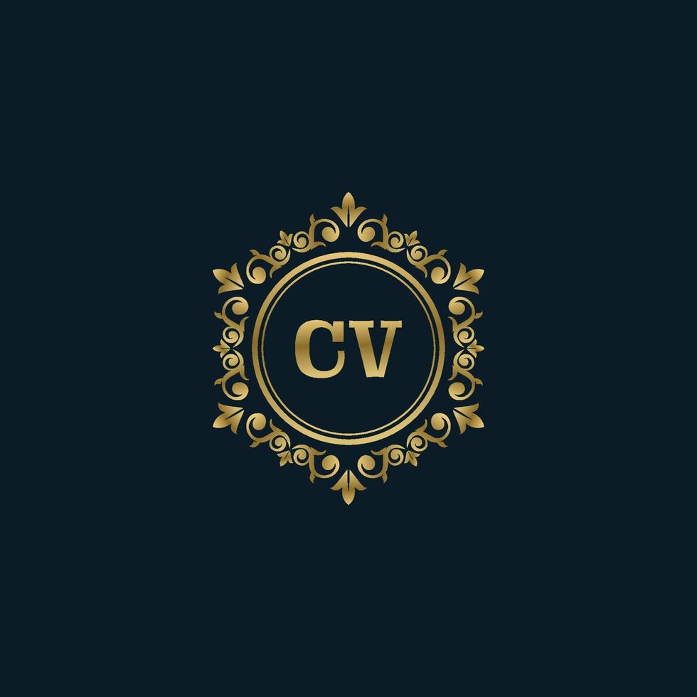 Letter CV logo with Luxury Gold template. Elegance logo vector template.