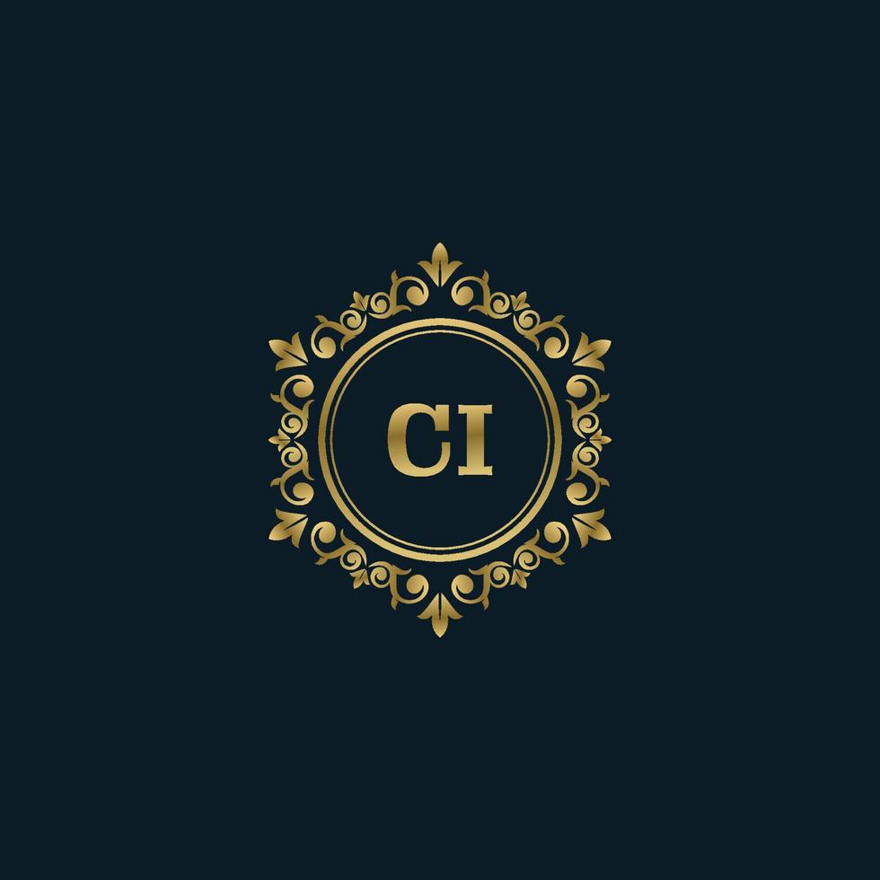 Letter CI logo with Luxury Gold template. Elegance logo vector template.