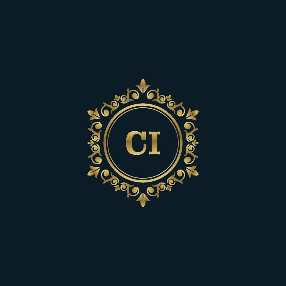 Letter CI logo with Luxury Gold template. Elegance logo vector template.