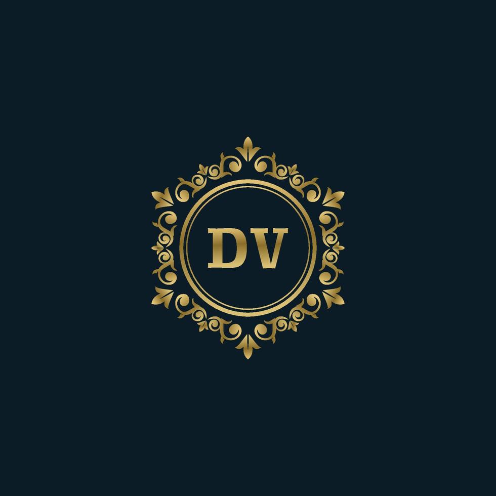 logotipo de letra dv con plantilla de oro de lujo. plantilla de vector de logotipo de elegancia.