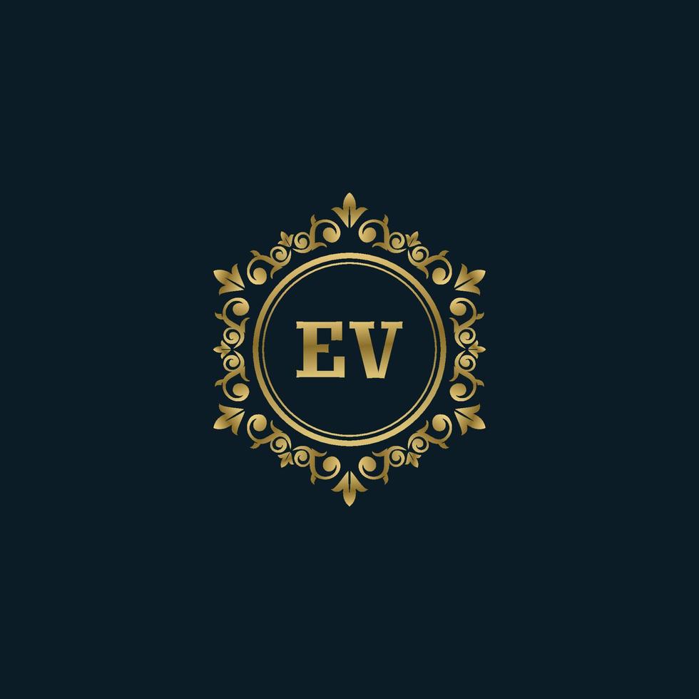 Letter EV logo with Luxury Gold template. Elegance logo vector template.