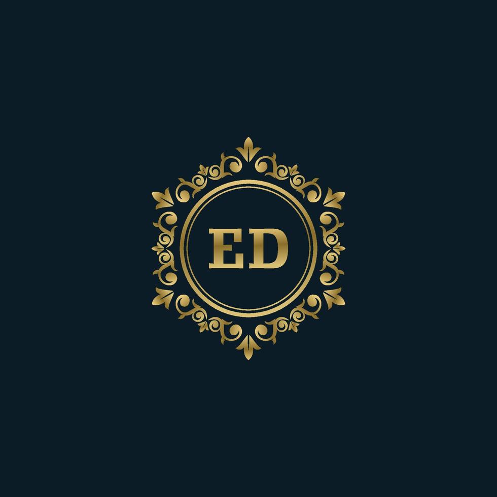 logotipo de letra ed con plantilla de oro de lujo. plantilla de vector de logotipo de elegancia.