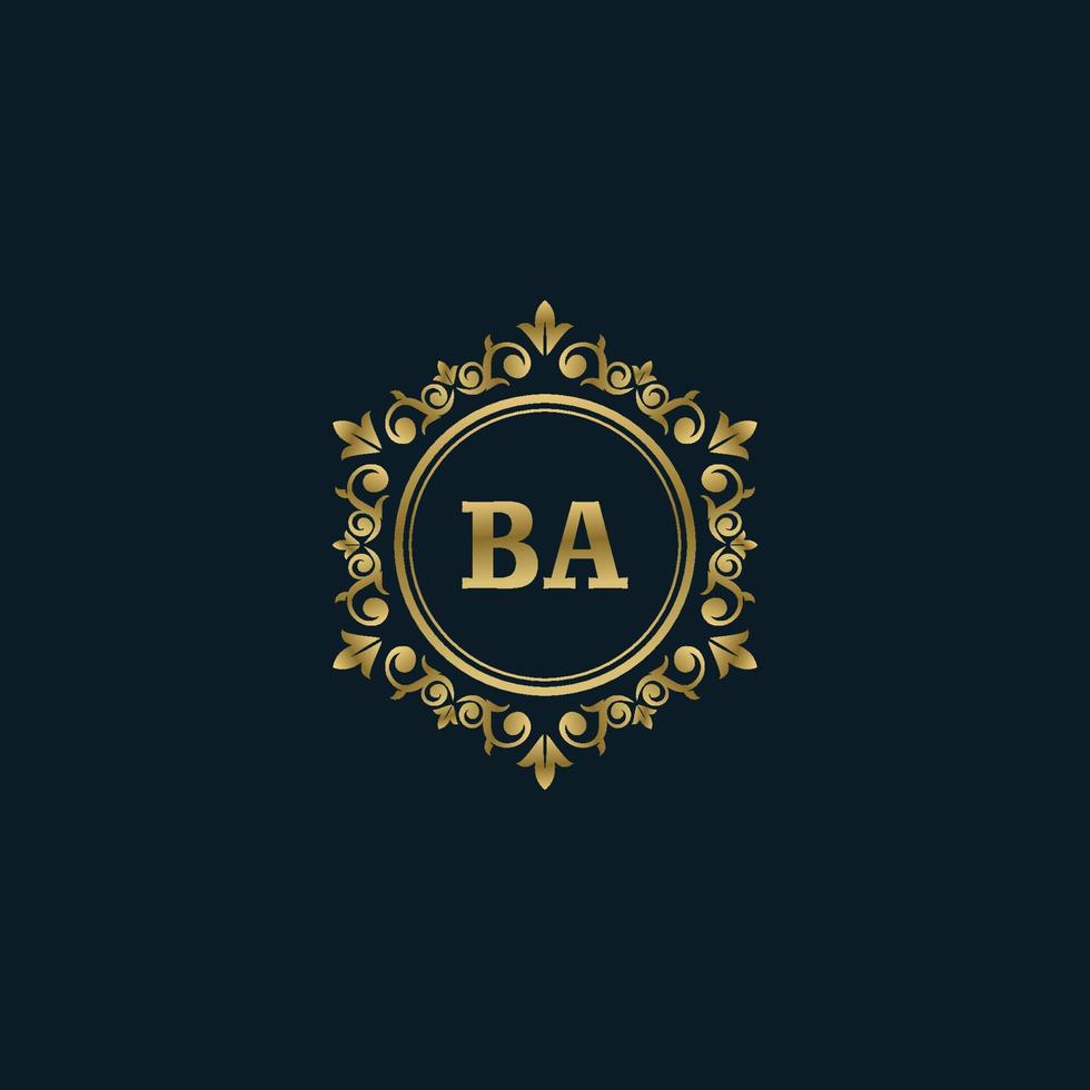 logotipo de letra ba con plantilla de oro de lujo. plantilla de vector de logotipo de elegancia.